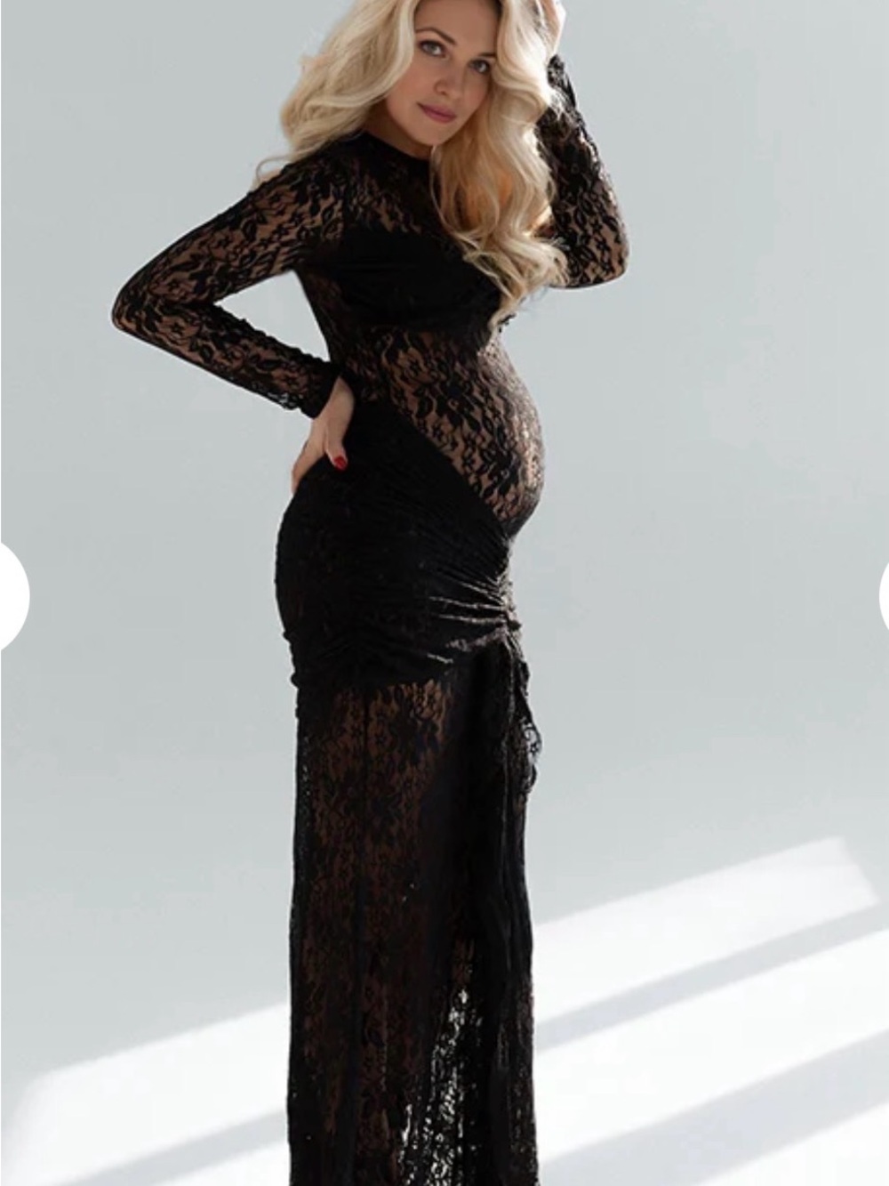 NWT NEVER WORN MOMYKNOWS Black Lace Maternity Maxi Dress (Large)